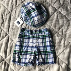 J&J shorts (6-12m) and hat (12-24m) set